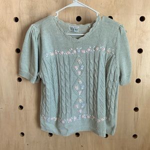 Pastel Green Sweater Short Sleeve Top